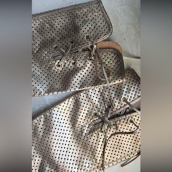 💚 Aldo | Gold metallic laser cut western style cowboy boots - 38 / 7.5 - Picture 4 of 4